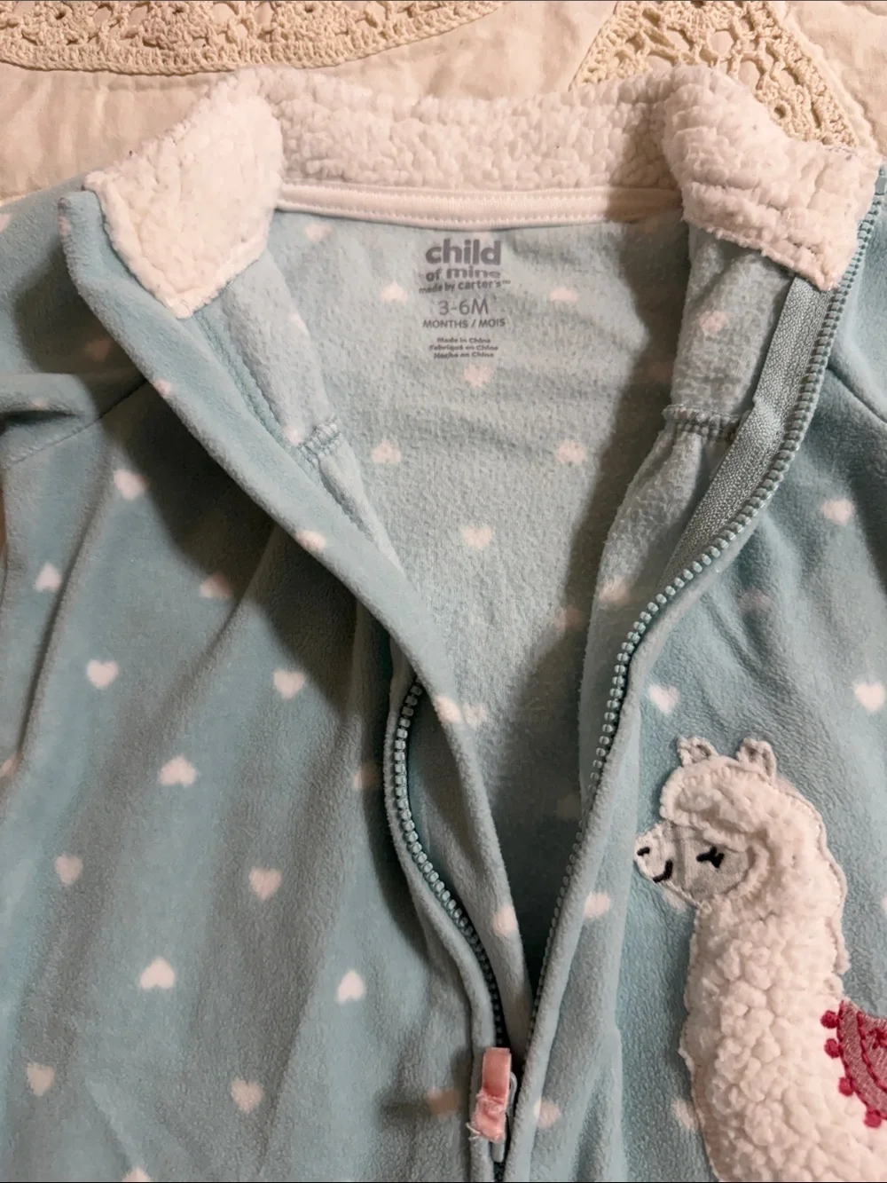 Carter's light blue cloud-print infant sleeper